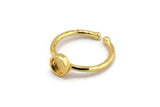 Gold Ring Settings, 2 Gold Plated Brass Round Ring With 1 Stone Setting - Pad Size 5mm N1762