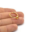 Gold Ring Settings, 2 Gold Plated Brass Round Ring With 1 Stone Setting - Pad Size 5mm N1762