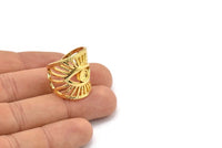 Gold Eye Ring, Gold Plated Brass Eye Ring With 1 Stone Settings - Pad Size 4mm N1789