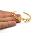 Gold Moon Cuff, Gold Plated Brass Moon Phases Bracelet Stone Setting With 1 Pad - Pad Size 6mm N1775