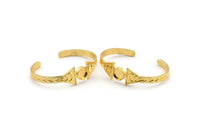 Gold Triangle Cuff, Gold Plated Brass Moon Phases Shaped Bracelet Stone Setting With 1 Pad - Pad Size 10mm N1772