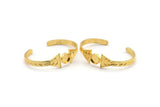 Gold Triangle Cuff, Gold Plated Brass Moon Phases Shaped Bracelet Stone Setting With 1 Pad - Pad Size 10mm N1772