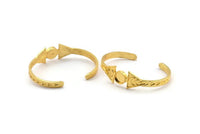 Gold Triangle Cuff, Gold Plated Brass Moon Phases Shaped Bracelet Stone Setting With 1 Pad - Pad Size 10mm N1772