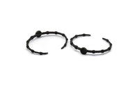 Black Round Cuff, Oxidized Black Plated Brass Round Cuff Stone Setting With 1 Pad -  Pad Size 8mm N1684 H1408