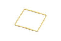 Gold Square Charm, 4 Gold Tone Brass Square Connectors, Charms, Findings (35x1mm) D1513