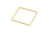 Gold Square Charm, 4 Gold Tone Brass Square Connectors, Charms, Findings (35x1mm) D1513