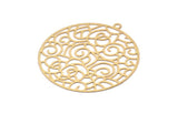 Gold Earring Charm, 3 Gold Plated Brass Ethnic Motif Earring With 1 Loop Charms, Findings (36mm) E439