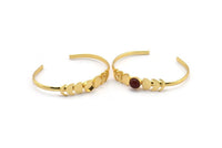 Gold Moon Cuff, Gold Plated Brass Moon Phases Cuff Stone Setting With 1 Pad -  Pad Size 8mm N1143 Q0990