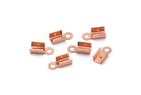 Cord End Clasp, 100 Rose Gold Tone Brass Cord End Clasps With 1 Loop, Findings (9x3mm) A1013