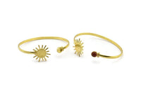 Brass Sun Cuff,  Raw Brass Sun Cuff Stone Setting With 1 Pad -  Pad Size 6mm N1035