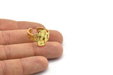 Brass Clover Ring, 2 Raw Brass Clover Shaped Ring With 1 Stone Settings - Pad Size 4mm N2015