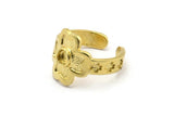 Brass Clover Ring, 2 Raw Brass Clover Shaped Ring With 1 Stone Settings - Pad Size 4mm N2015