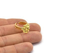 Brass Ring Setting, 2 Raw Brass Flower Ring With 1 Stone Settings - Pad Size 4mm N2011