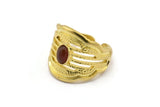 Brass Royal Ring, Raw Brass Royal Ring With 1 Stone Settings - Pad Size 6x4mm N2020