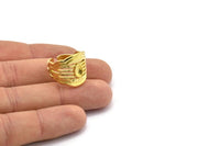 Brass Royal Ring, Raw Brass Royal Ring With 1 Stone Settings - Pad Size 6x4mm N2020