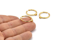 Gold Ring Settings, 4 Gold Plated Brass Round Ring With 1 Stone Setting - Pad Size 2mm N1759 H0901