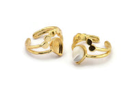 Gold Ring Setting, Gold Plated Brass Drop Rings With 1 Stone Setting - Pad Size 9x6mm V047 V077 Q0832