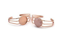 Rose Gold Triple Bracelet, 1 Rose Gold Plated Brass Triple Bracelet 25mm Pad Size (68x17x1.5mm) R033