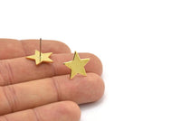 Brass Star Earring, 12 Raw Brass Star Stud Earrings (15x16x1mm) BS 1860 A2047