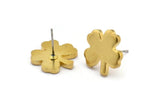 Brass Flower Earring, 6 Raw Brass Flower Stud Earrings (15x2mm) D1183 A1231