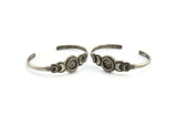 Silver Moon Cuff, Antique Silver Plated Brass Moon Phases Bracelet Stone Setting With 1 Pad - Pad Size 10mm N1777 H1572