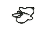 Black Face Charm, 4 Oxidized Black Brass Face Charms With 1 Loop, Pendants, Earrings, Findings (33x27x1mm) D0621