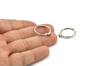 Silver Ring Settings, 4 Antique Silver Plated Brass Round Ring With 1 Stone Setting - Pad Size 2mm N1759 H0901