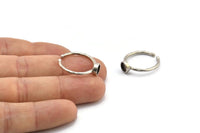 Silver Ring Settings, 4 Antique Silver Plated Brass Round Ring With 1 Stone Setting - Pad Size 5mm N1762