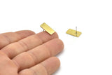 Brass Rectangle Earring, 10 Raw Brass Rectangle Stud Earrings (15x8x0.80mm) A0843 A1326