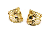 Gold Eye Ring, Gold Plated Brass Eye Ring With 1 Stone Settings - Pad Size 4mm N1789