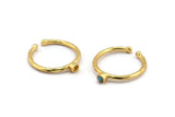 Gold Ring Settings, 4 Gold Plated Brass Round Ring With 1 Stone Setting - Pad Size 2mm N1759 H0901