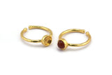 Gold Ring Settings, 2 Gold Plated Brass Round Ring With 1 Stone Setting - Pad Size 5mm N1762