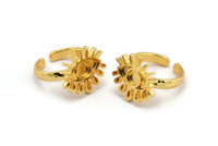 Gold Eye Ring, Gold Plated Brass Eye Ring With 1 Stone Settings - Pad Size 5mm N1786