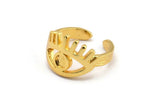 Gold Eye Ring, Gold Plated Brass Eye Ring With 1 Stone Settings - Pad Size 4mm N1792