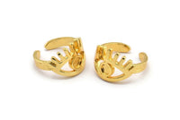 Gold Eye Ring, Gold Plated Brass Eye Ring With 1 Stone Settings - Pad Size 4mm N1792