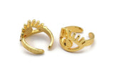 Gold Eye Ring, Gold Plated Brass Eye Ring With 1 Stone Settings - Pad Size 4mm N1792