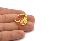 Gold Eye Ring, Gold Plated Brass Eye Ring With 1 Stone Settings - Pad Size 4mm N1792