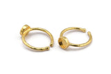 Gold Ring Settings, 2 Gold Plated Brass Round Ring With 1 Stone Setting - Pad Size 6mm N1763