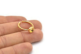 Gold Ring Settings, 2 Gold Plated Brass Round Ring With 1 Stone Setting - Pad Size 6mm N1763