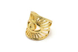 Gold Eye Ring, Gold Plated Brass Eye Ring With 1 Stone Settings - Pad Size 4mm N1789