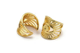 Gold Eye Ring, Gold Plated Brass Eye Ring With 1 Stone Settings - Pad Size 4mm N1789