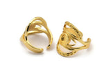 Gold Ring Setting, Gold Plated Brass Duke Ring With 1 Stone Settings - Pad Size 6mm N1794