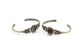 Silver Moon Cuff, Antique Silver Plated Brass Moon Phases Bracelet Stone Setting With 1 Pad - Pad Size 10mm N1777 H1572