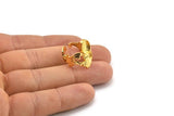 Gold Ring Setting, Gold Plated Brass Ring With 1 Stone Setting - Pad Size 8x6mm N1805