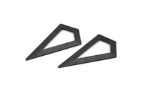 Black Triangle Pendant, 3 Oxidized Brass Black Triangle Pendants, Charms, Earrings (38x20x0.8mm) U148 S742