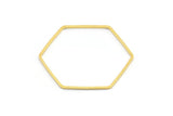 Gold Hexagon Charm, 12 Gold Tone Brass Hexagon Ring Charms, Connectors (35x1mm) D1496