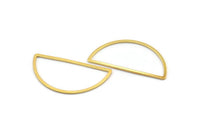 Gold Half Moon, 8 Gold Tone Brass Semi Circle Connectors (23x45x2x1mm) D1528