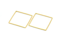 Gold Square Charm, 4 Gold Tone Brass Square Connectors, Charms, Findings (35x1mm) D1513