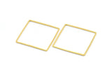 Gold Square Charm, 4 Gold Tone Brass Square Connectors, Charms, Findings (35x1mm) D1513