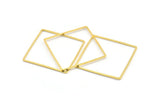 Gold Square Charm, 4 Gold Tone Brass Square Connectors, Charms, Findings (35x1mm) D1513